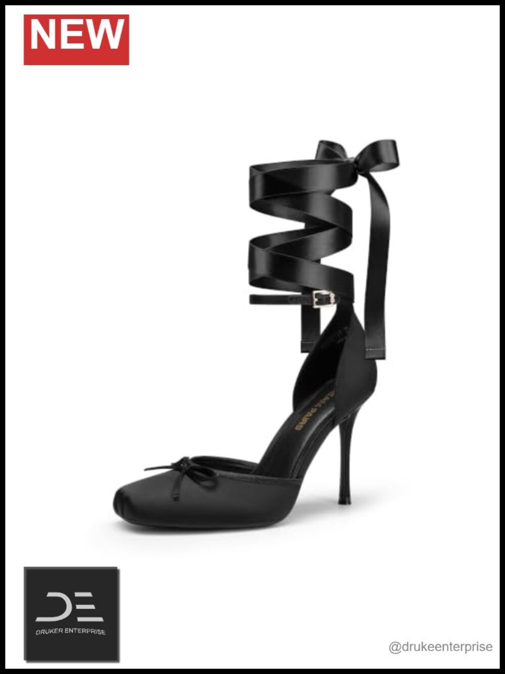 Ballet High Heel Pumps with Satin Ribbons and Ankle Strap